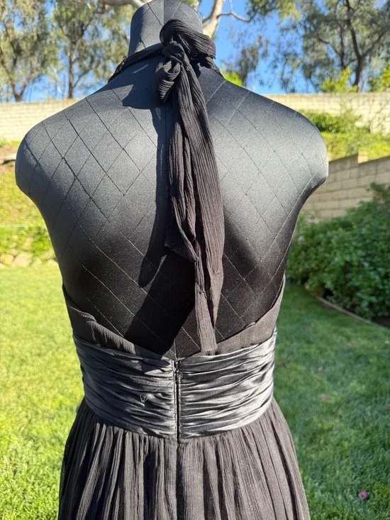 Maggy London Silk Black Halter Neck Midi Dress - Picture 5 of 11